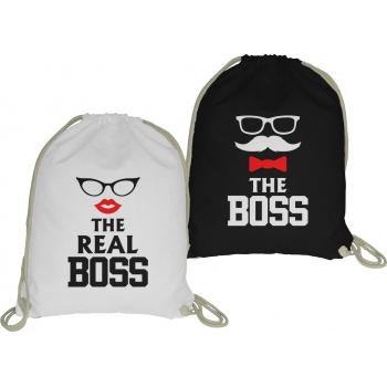 Zestaw plecaków worków ze sznurkiem dla par zakochanych na walentynki komplet 2 sztuki The real Boss The Boss